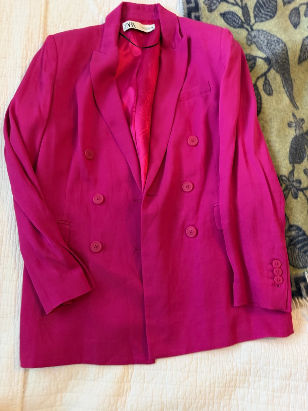 Zara Hot Pink Double-Breasted Blazer